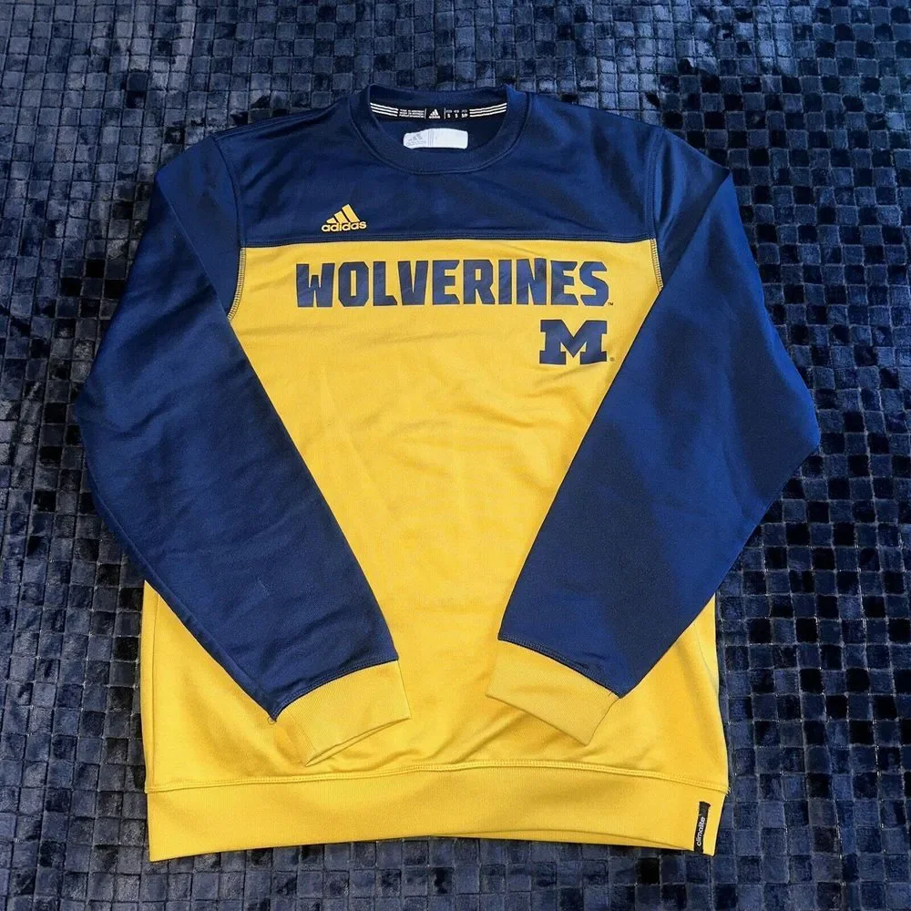 Adidas Michigan Wolverines Pullover‎ Men's Small Climalite Long Sleeve UofM